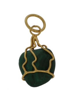14 karaats gouden design ketting hanger Malachiet edelsteen