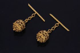 Fraai antiek set filigrain bewerkte manchetknopen 14 karaats goud