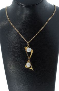 Parel ketting hanger 14k goud abstract design