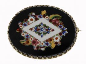 Exclusieve 14 karaats gouden hanger broche Mikromozaiek bloemen