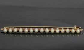 Natuurlijke parels antieke 14k gouden broche