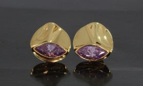 Amethist 14 karaats gouden design dames oorbellen