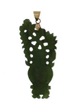 Oosterse Jade Nefriet ketting hanger 14k gouden oog - groot model -