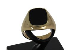 Onyx klassieke 14 karaats gouden unisex zegelring