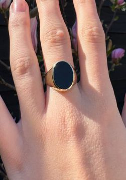 Retro 14 karaats heren zegelring met onyx klassiek