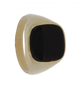 Klassieke 14 karaats gouden heren zegelring zwarte onyx