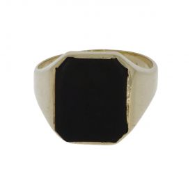 14 karaats gouden Retro heren zegelring onyx plaquette