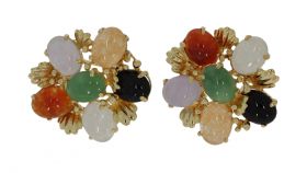 14 karaats gouden design oorbellen met kleurstenen