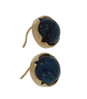 14 karaats gouden Vintage dames oorbellen blauwe edelsteen