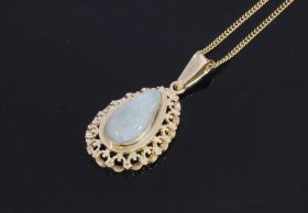 Opaal edelsteen 14 karaats gouden design ketting hanger