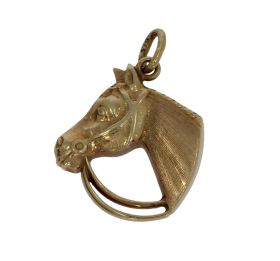 14 karaats gouden ketting hanger paardenhoofd