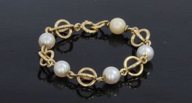 Baby kinder armband 14k gouden design schakel parels