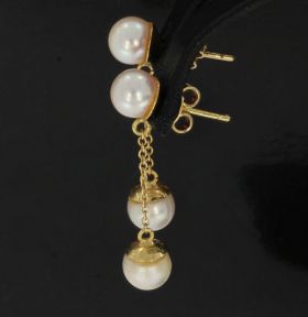 Vintage zoetwater parel 18k gouden design set oorbellen