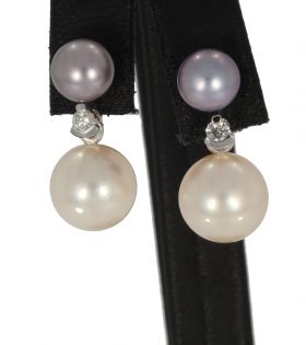 Diamanten parel 14 karaats gouden vintage dames oorbellen