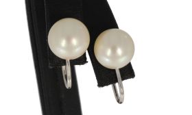 Parel 14k witgouden dames oorbellen schroefmodel vintage