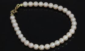 Parel zoetwater dames armband 14k gouden veerringslot