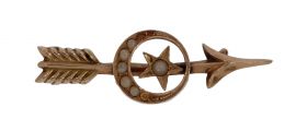 Antieke 14k gouden pijlbroche blisterparels