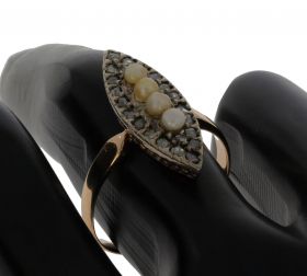 Gouden antieke prinsessen ring dames antieke parels roosdiamant