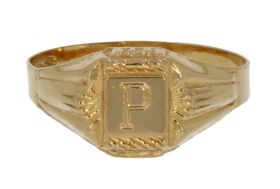 18 karaats gouden zegelring met letter P