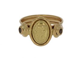 18 karaats gouden Vintage ring met portret dame
