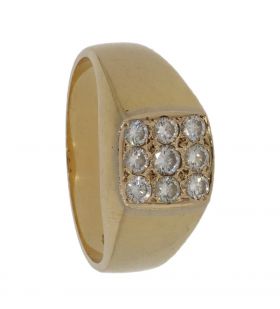 18 karaats gouden unisex ring met 9 diamanten 0,45ct