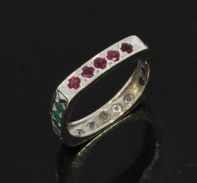 Diamant smaragd robijn saffier 18k vintage gouden luxe design ring