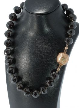 Granaat antieke robuuste ketting 14k gouden grote sluiting