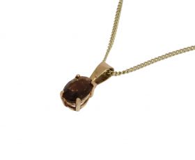Rookkwarts 14k gouden ketting hanger facetgeslepen