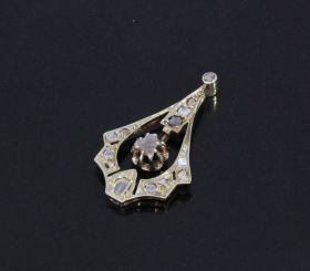 Art Deco diamanten 14k gouden bicolor ketting hanger antiek