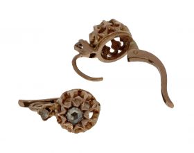 18 karaats gouden antieke oorbellen met roosdiamanten