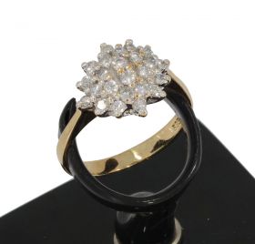 Gouden dames ring 14 karaats met een rozet van 24 diamanten