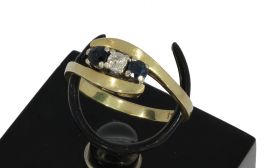 Saffieren diamant klassieke 14 karaats gouden dames ring