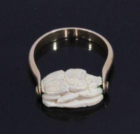 Scarabee 14k gouden vintage ring hiëroglyfen