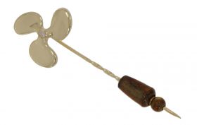 14 karaats gouden dasspeld schroef / schoep met diamant