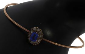 Roosdiamanten saffier rosegouden 14k gouden armband antieke bangle
