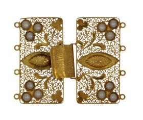Antieke filigrain gouden sluiting met parels ca. 1900