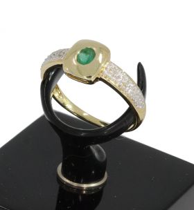 Smaragd met diamanten 14 karaats gouden moderne damesring