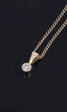 Solitair 14 karaats gouden ketting hanger diamant 0,07ct