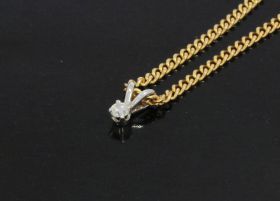 Solitair diamant 14k witgouden ketting hanger minimalistisch