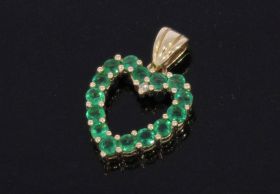 Smaragdgroene spinel 14 karaats gouden ketting hart hanger