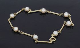 Staafjes 14 karaats gouden armband enkelbandje met zoetwaterparels