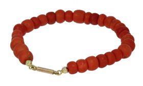 Antieke bloedkoraal armband 14k gouden sluiting vintage