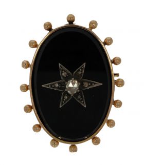 Antieke 14 karaats gouden broche met roosdiamanten ster