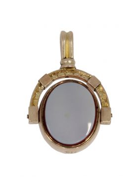 Gouden swivel cachet zakhorloge antiek met heliotroop en lagensteen
