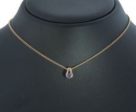 Gouden 14k ketting hanger met Tanzaniet