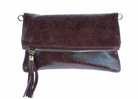 Lederen clutch - schoudertasje - rood