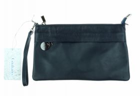 Leren schoudertasje - donkerblauw