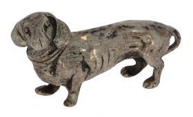 Zilveren miniatuur Teckel J. Weeda Haarlem