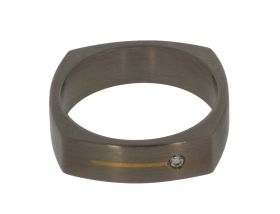 Titanium design ring unisex met briljant geslepen diamant