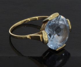 14 karaats gouden retro dames ring blauwe Spinel